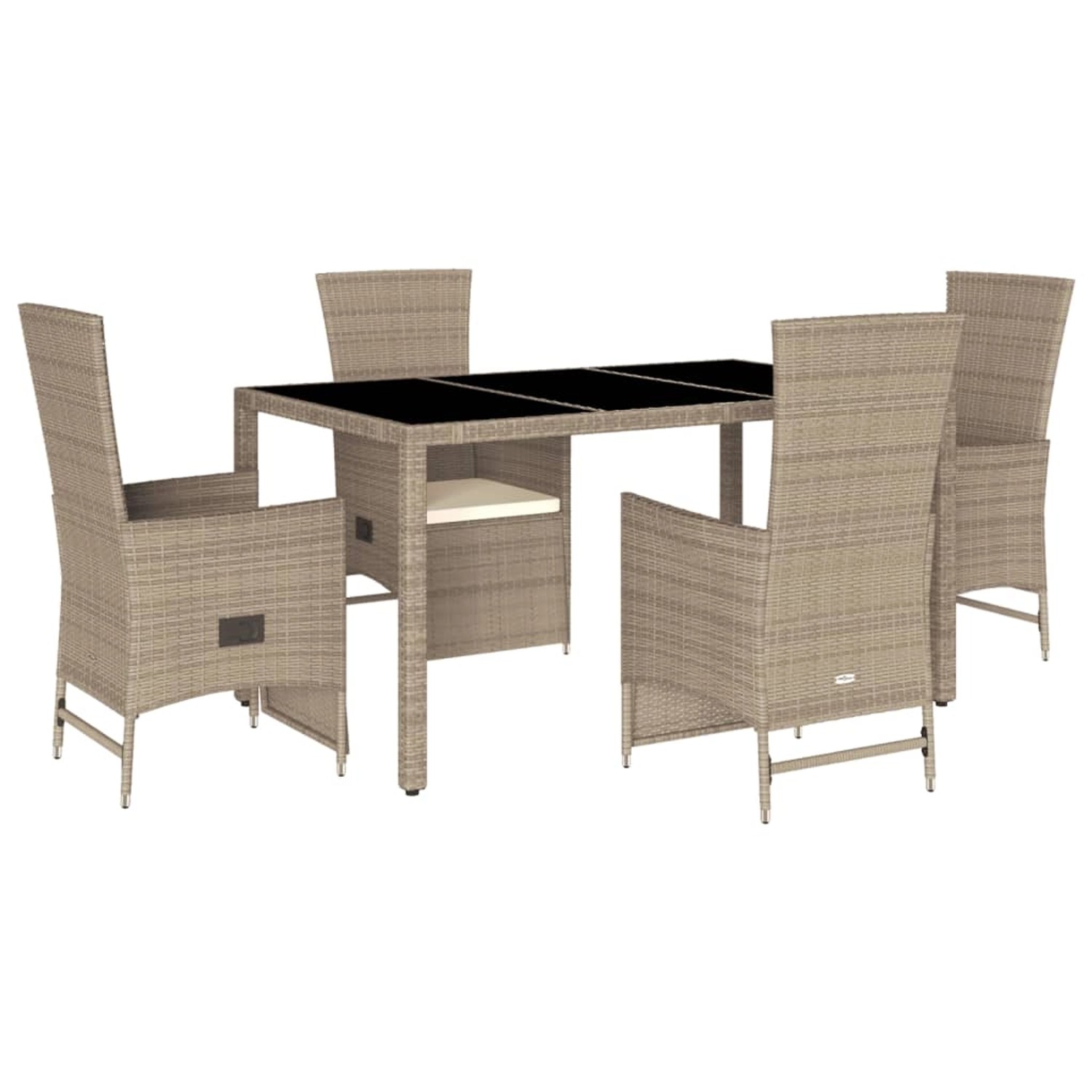 vidaXL 5-Tlg Garten-Essgruppe mit Kissen Beige Poly Rattan 3277575 günstig online kaufen