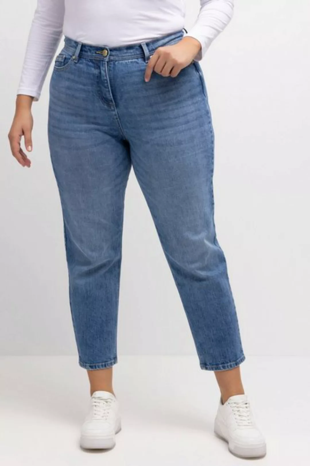 Ulla Popken Regular-fit-Jeans Mom-Jeans High Waist vorgewaschen 5-Pocket-Sc günstig online kaufen