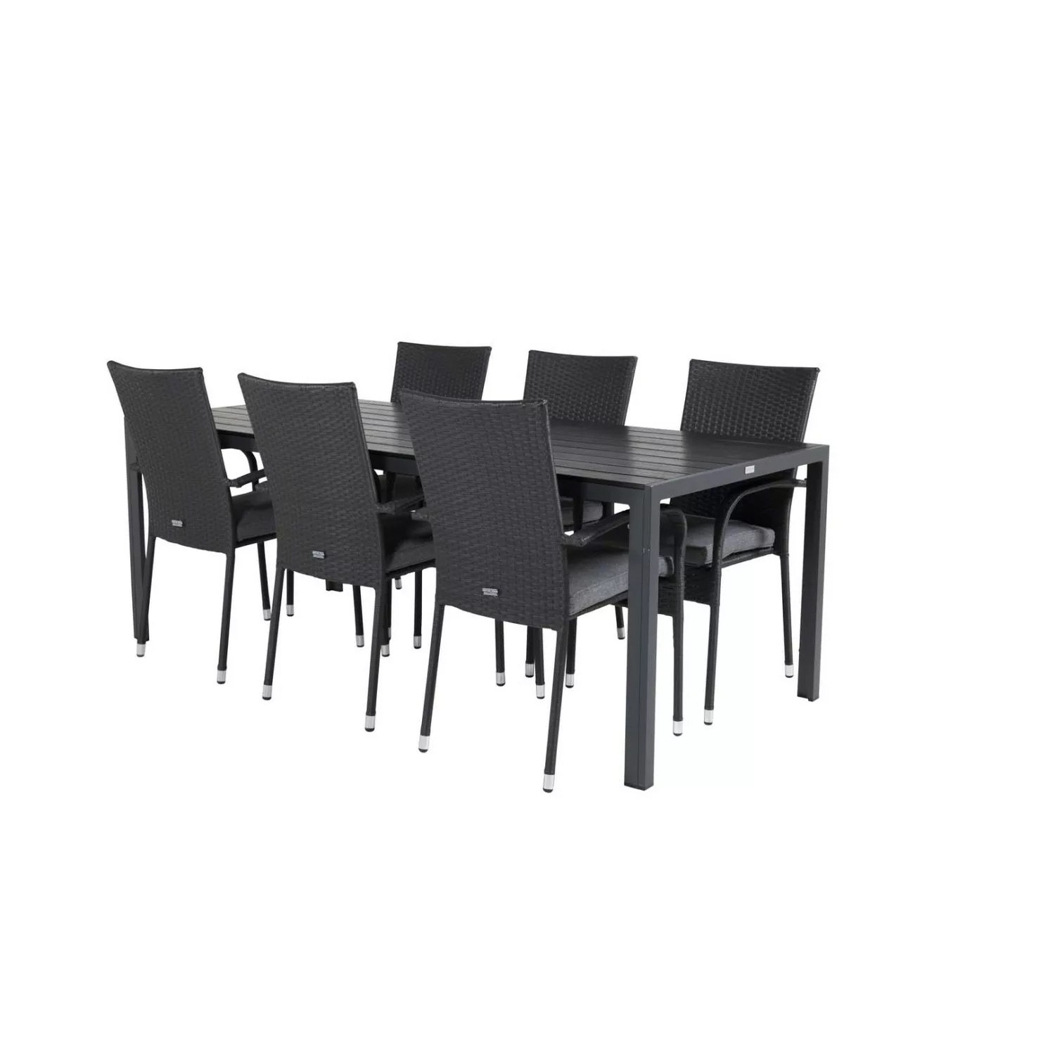 ebuy24 Break Gartenset Tisch 90x205cm Schwarz 6 Stühle Anna Schwarz günstig online kaufen