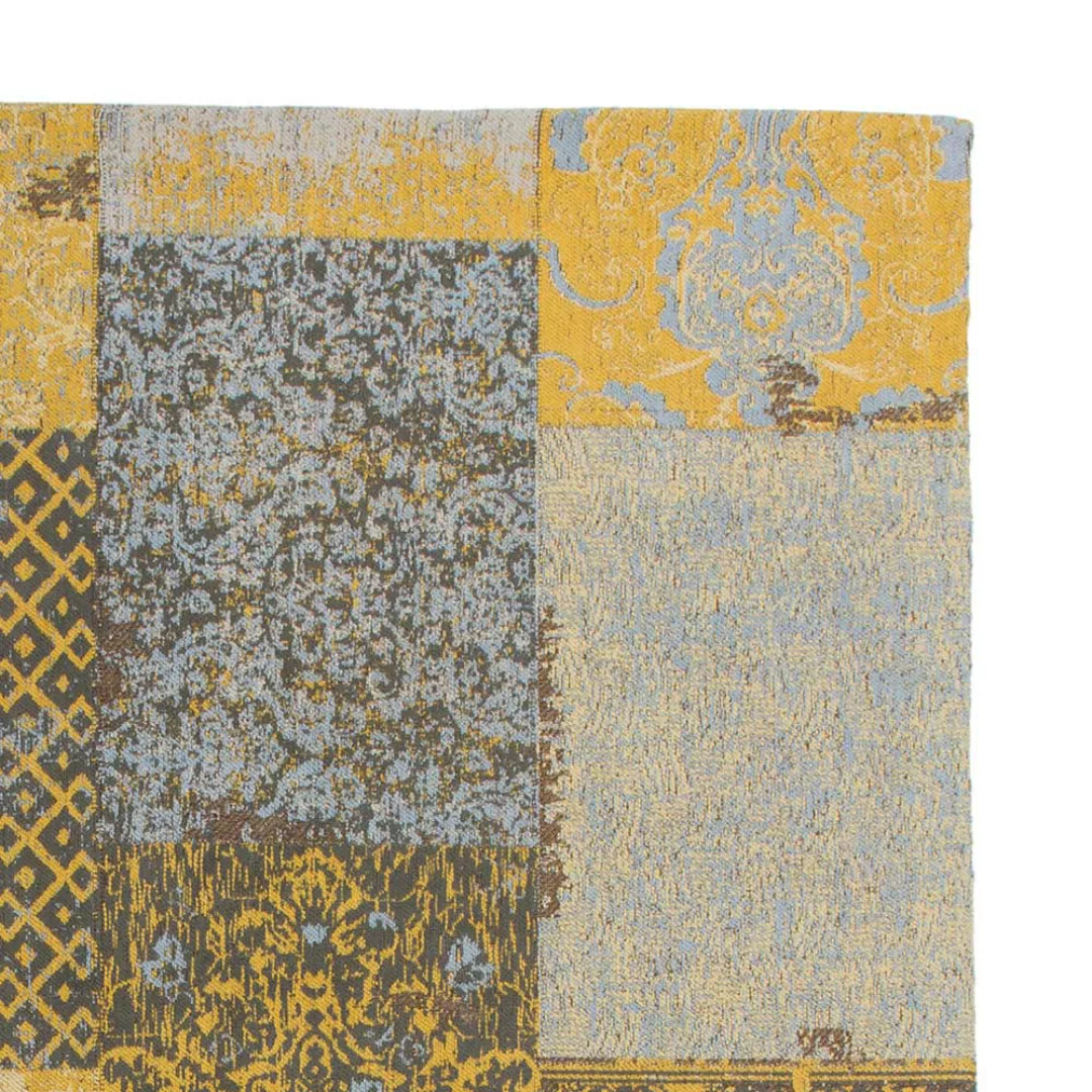 Vintage Design Teppich in Goldfarben und Grau Chenillegewebe günstig online kaufen