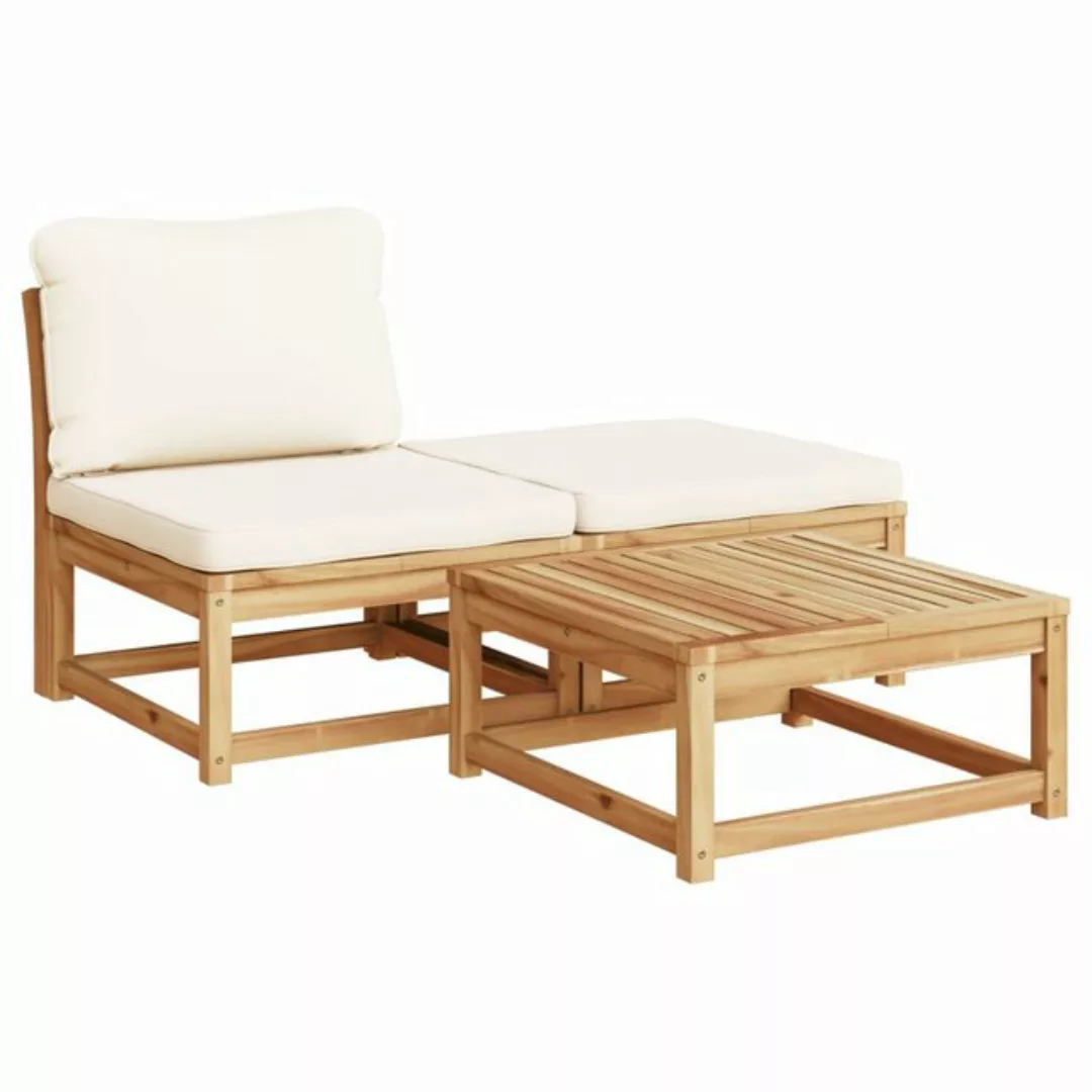 vidaXL Sofaelement 3-tlg. Garten-Lounge-Set mit Kissen Massivholz Akazie (1 günstig online kaufen