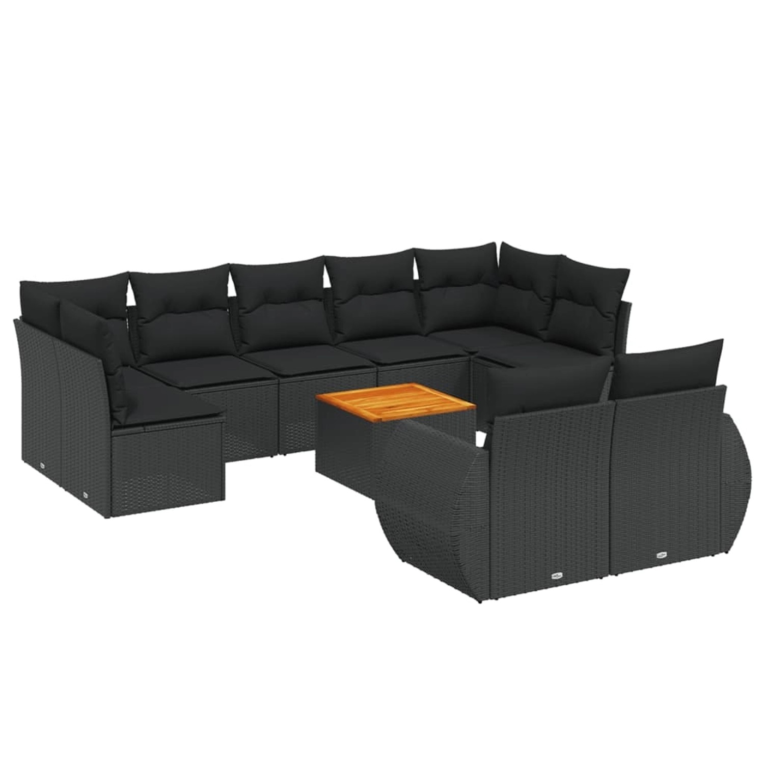 vidaXL 10-tlg Garten-Sofagarnitur mit Kissen Schwarz Poly Rattan Modell 66 günstig online kaufen