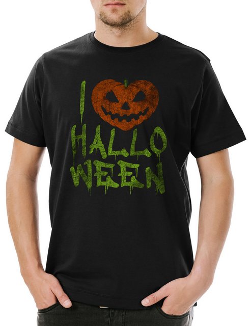 Urban Backwoods Print-Shirt I Love Halloween Herren T-Shirt Kürbis Gesicht günstig online kaufen