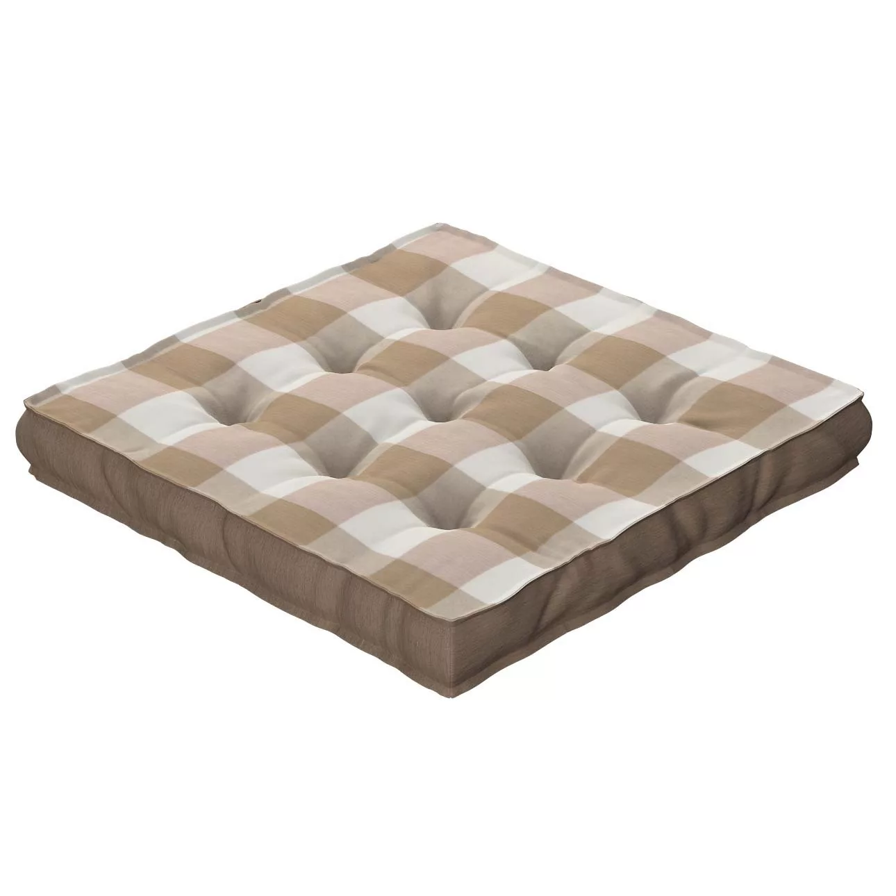 Sitzkissen Jacob mit Handgriff, weiss-beige kariert, 50 x 50 x 10 cm, Quadr günstig online kaufen