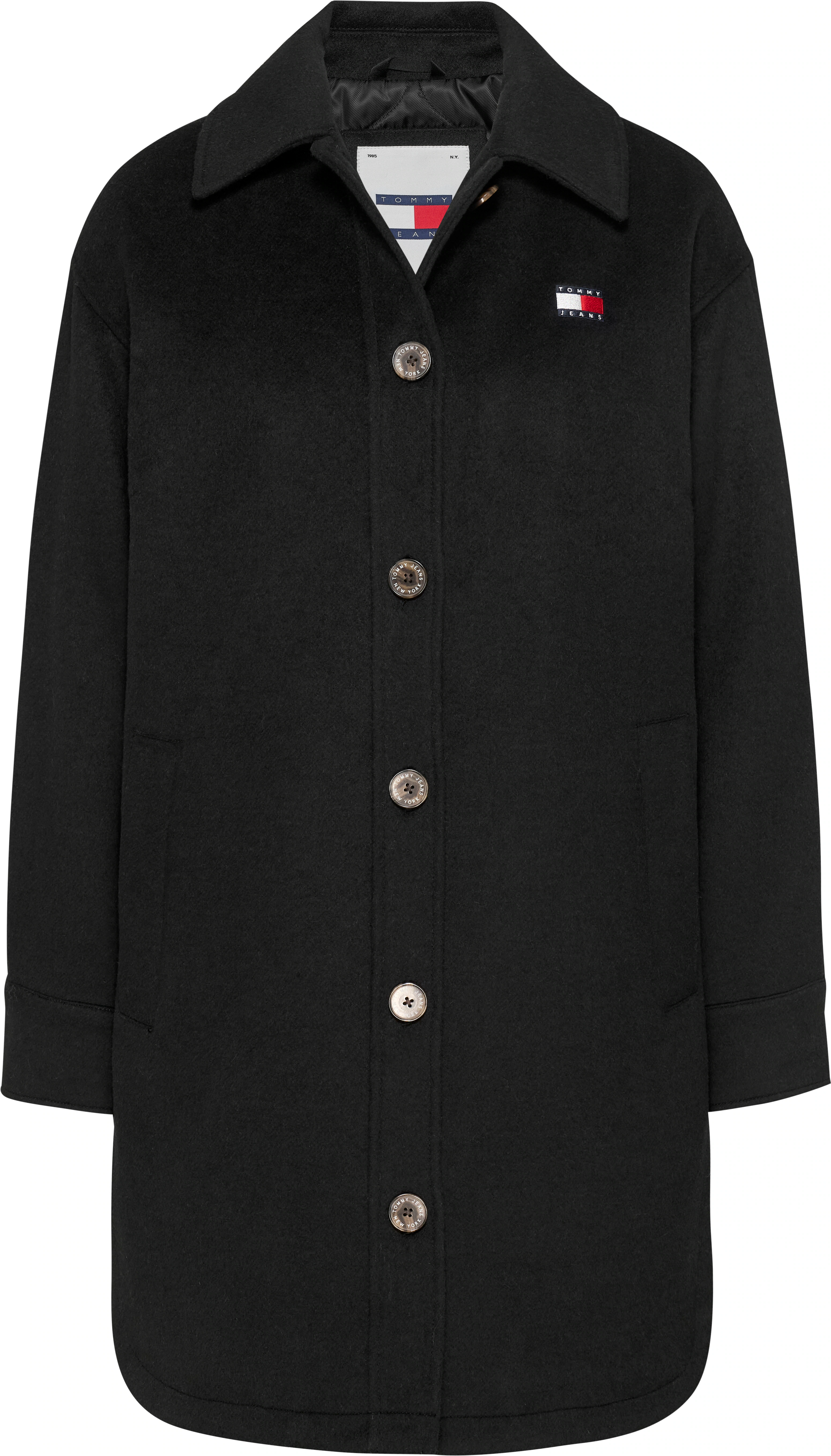 Tommy Jeans Kurzmantel TJW WOOL COAT EXT mit Logostickerei günstig online kaufen