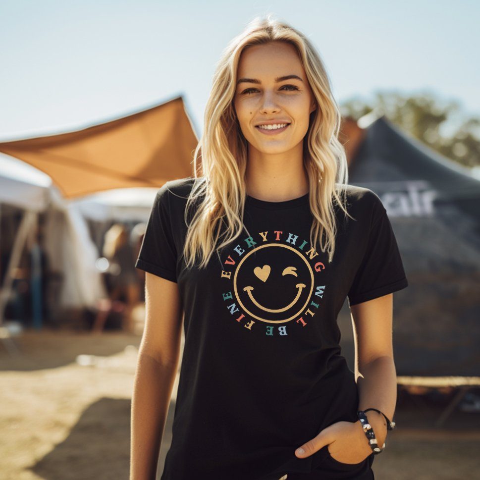 MAKAYA Print-Shirt Woodstock Motiv Smile Happy günstig online kaufen
