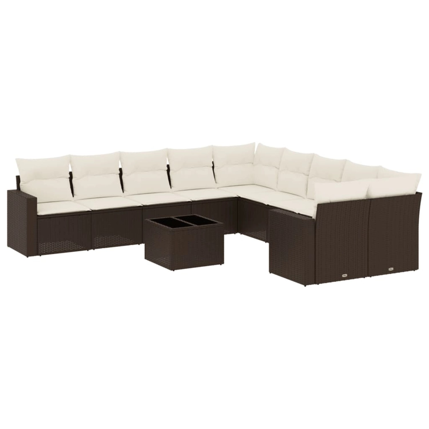 vidaXL 11-Tlg Garten-Sofagarnitur mit Kissen Braun Poly Rattan 3219513 günstig online kaufen