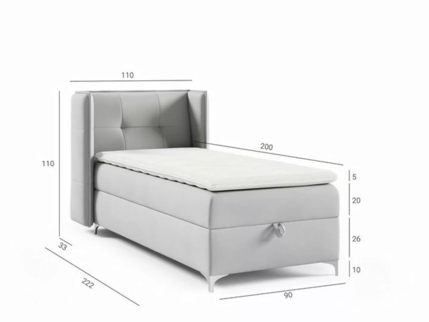 Fun Möbel Boxspringbett Bett Schlafzimmerbett GENET in Stoff Matt Velvet (i günstig online kaufen