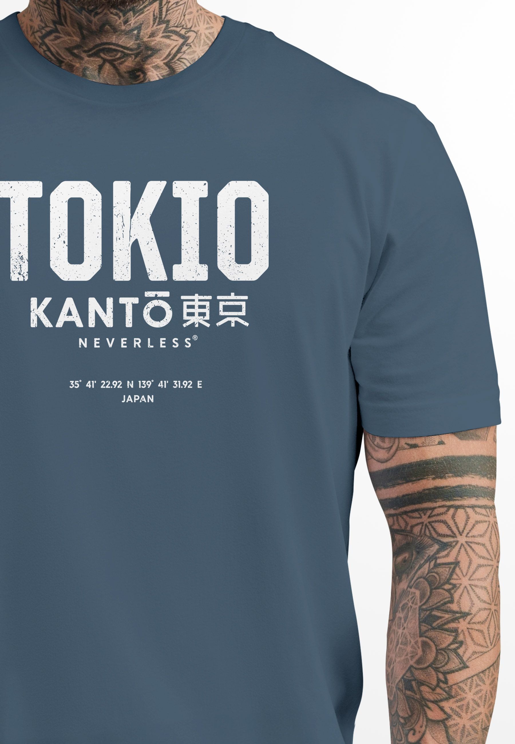 Neverless Print-Shirt Herren T-Shirt Frontprint Tokyo günstig online kaufen