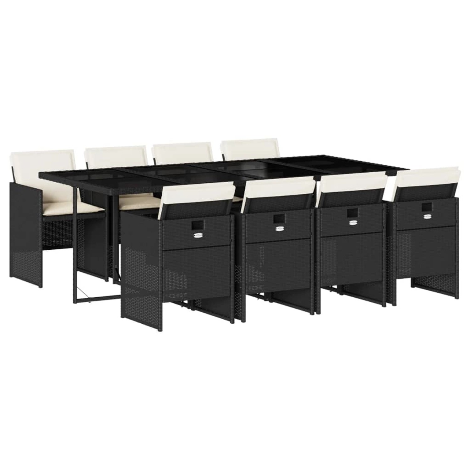 vidaXL 9-Tlg Garten-Essgruppe mit Kissen Schwarz Poly Rattan 3277685 günstig online kaufen