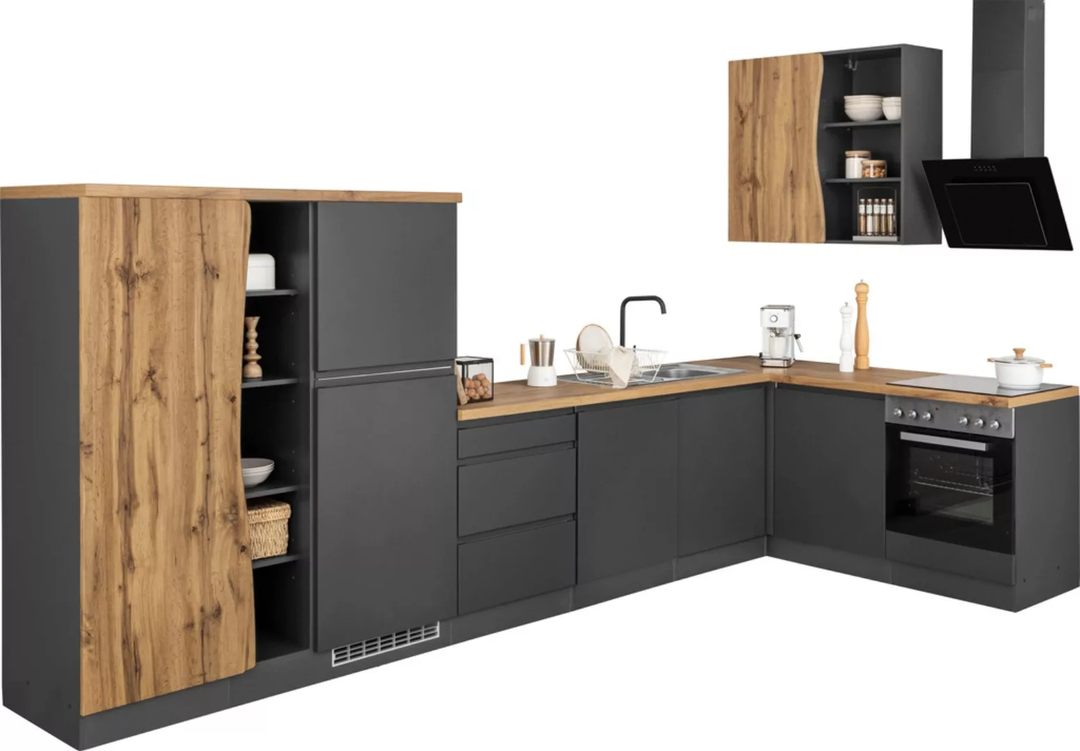 KOCHSTATION Winkelküche "KS-Bruneck", Stellbreite 380/180 cm breit, wahlwei günstig online kaufen