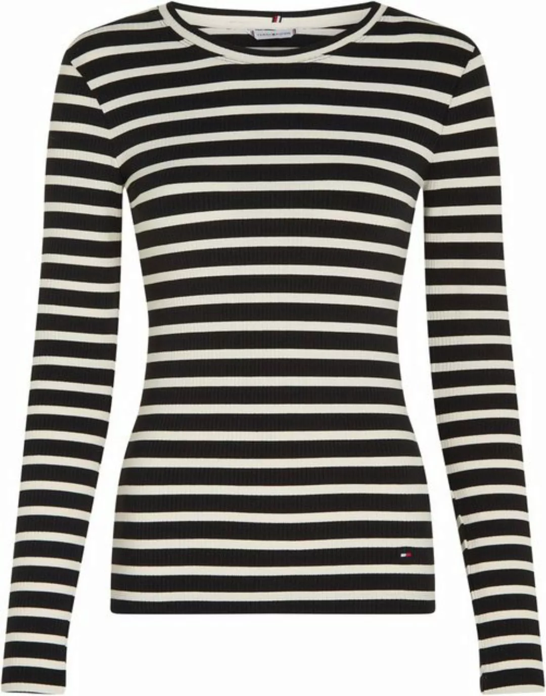 Tommy Hilfiger Langarmshirt SLIM 5X2 RIB STRIPE C-NK LS mit Logoprägung günstig online kaufen