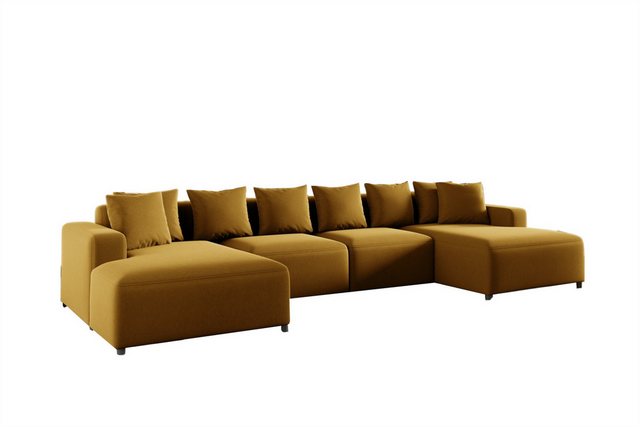 Fun Möbel Wohnlandschaft Sofa U-Form MEGAN in Stoff Salvador, Rücken echt b günstig online kaufen