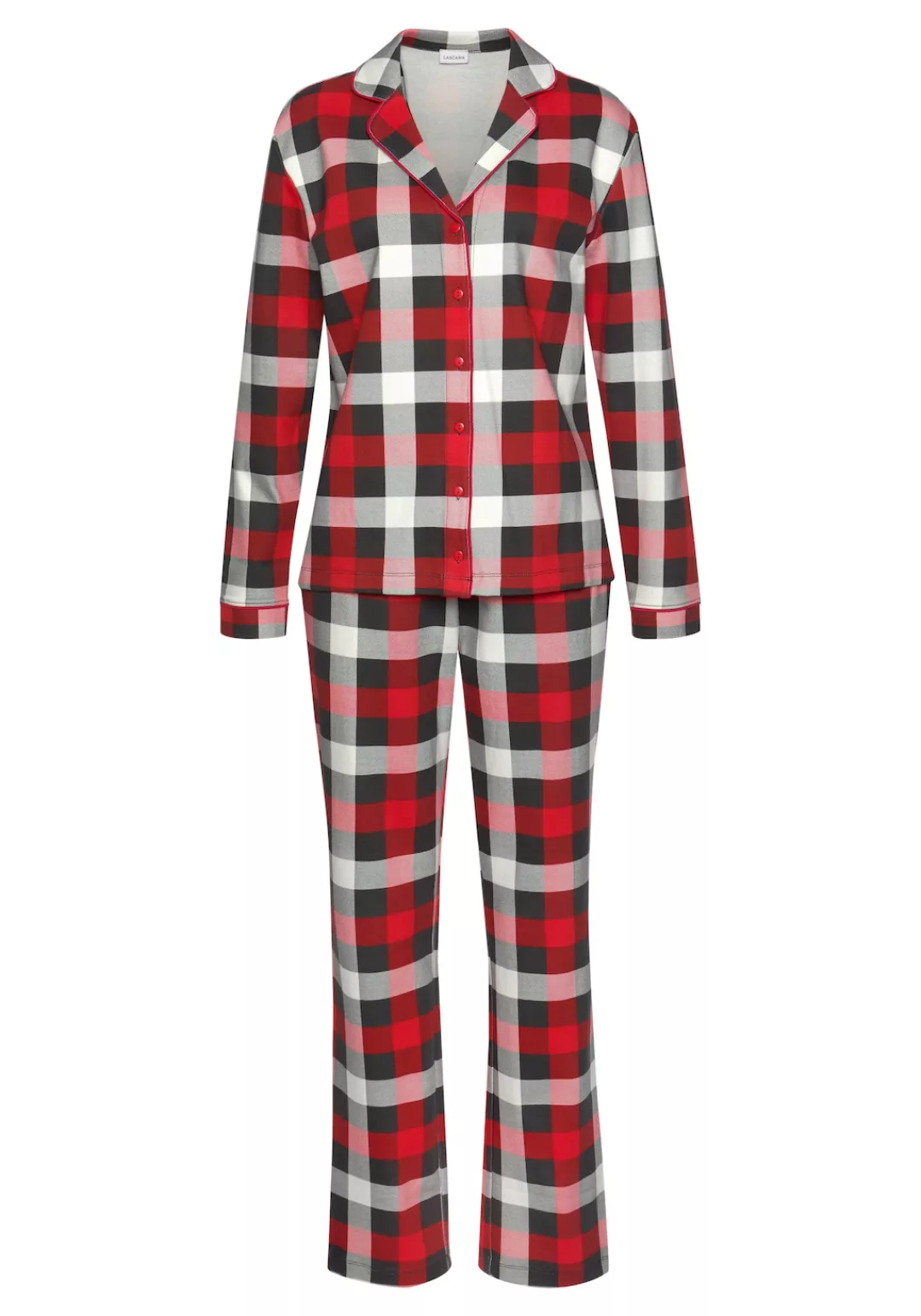 LASCANA Schlafanzug, (2 tlg.), mit Karodruck günstig online kaufen
