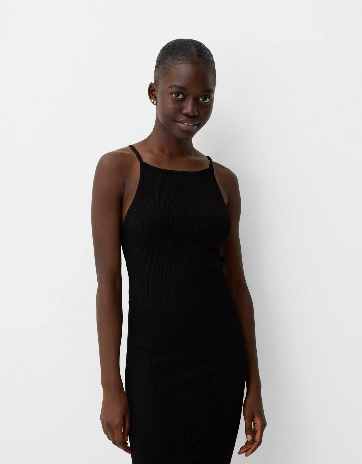 Bershka Rückenfreies Midikleid Damen Xs Schwarz günstig online kaufen