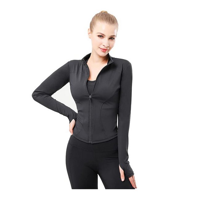 Gigicial Sweatjacke Damen Gym Top Sport Oberteil, Langarm Sportjacke mit Re günstig online kaufen