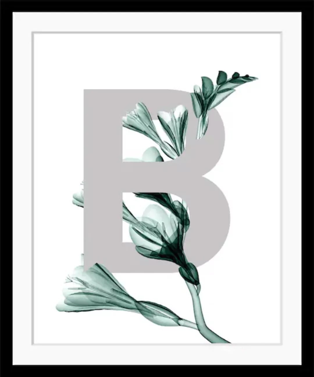 queence Bild »B-Flower«, Buchstaben, gerahmt, Blätter, Blume günstig online kaufen