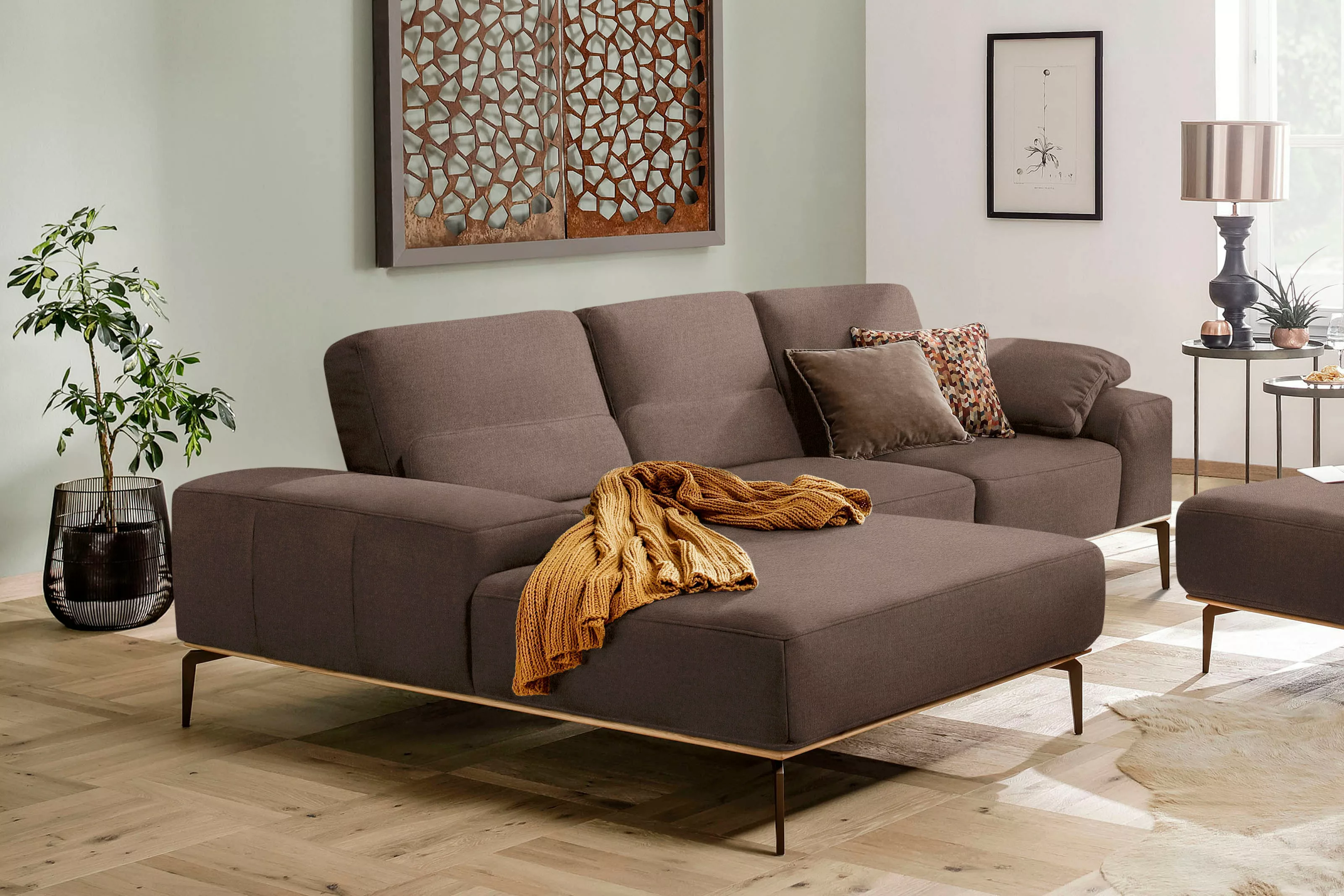 W.SCHILLIG Ecksofa run, mit Holzsockel, Füße in Bronze pulverbeschichtet, B günstig online kaufen