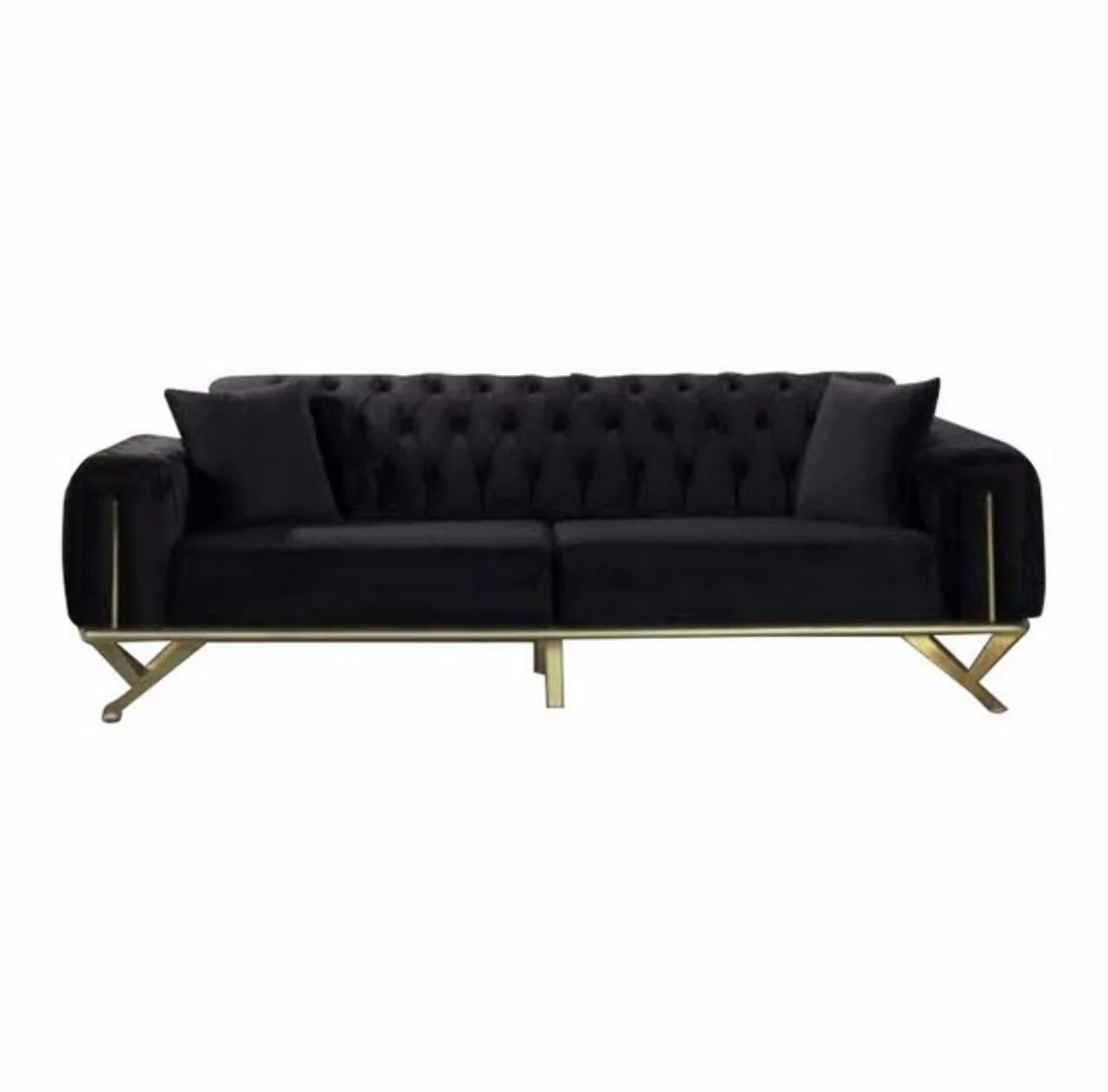 JVmoebel Sofa Schwarz Chesterfield Couch Dreisitzer Sitzpolster Couch, Made günstig online kaufen