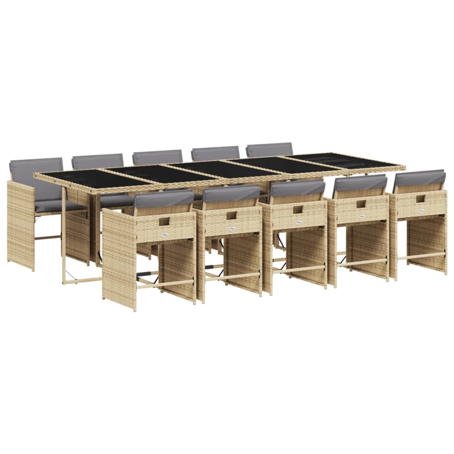 vidaXL 11-Tlg Garten-Essgruppe mit Kissen Beigemischung Poly Rattan 3211116 günstig online kaufen