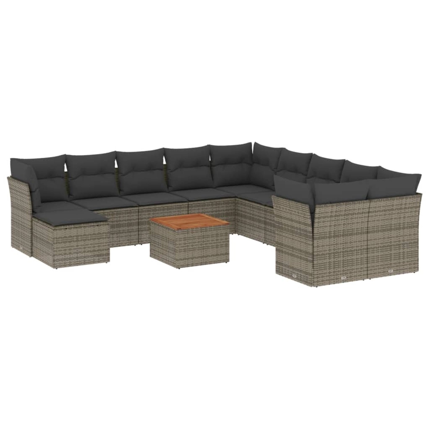 vidaXL 12-tlg Garten-Sofagarnitur mit Kissen Grau Poly Rattan Modell 13 günstig online kaufen