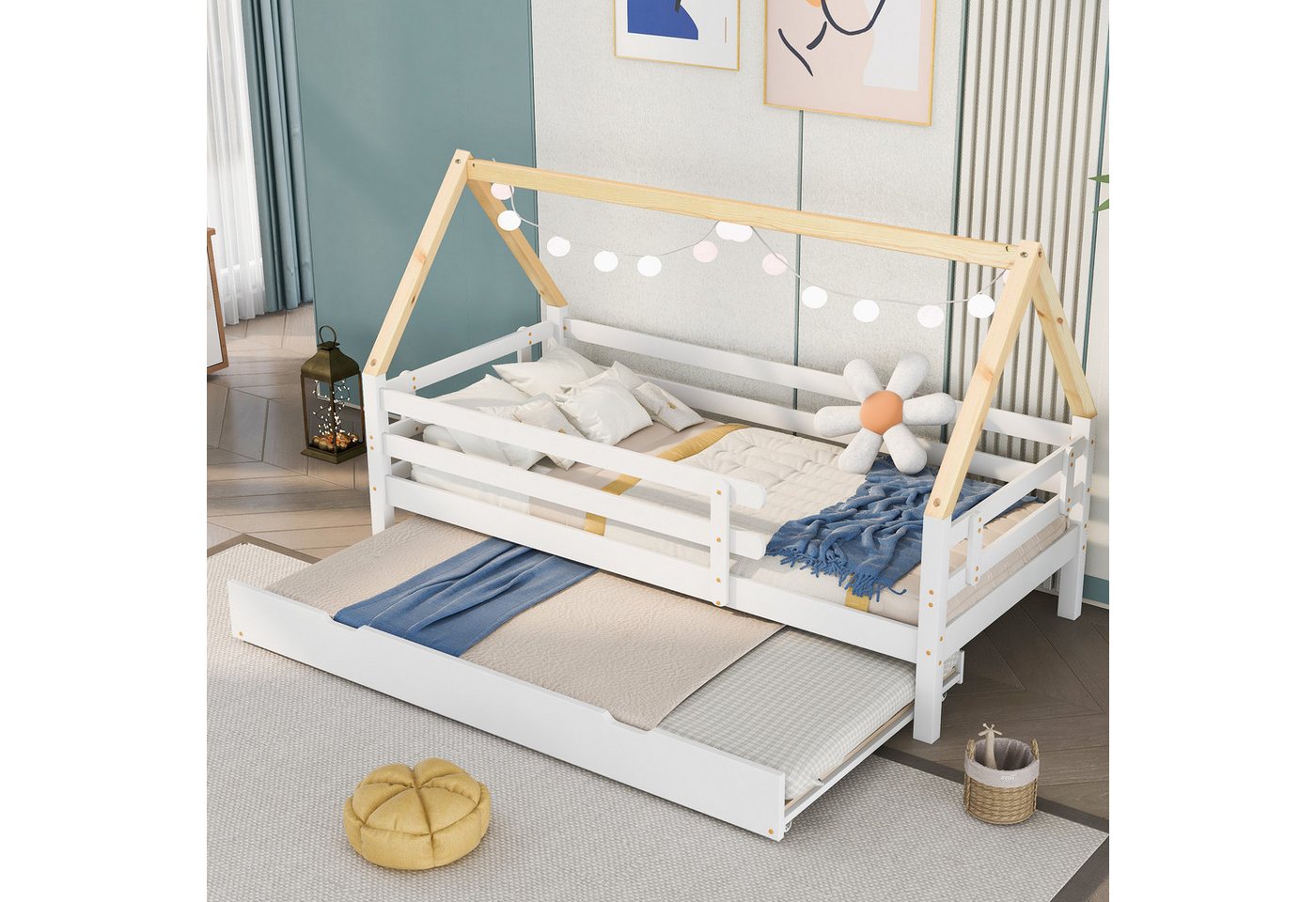 TavilaEcon Kinderbett Baumhausbett, Tagesbett, Einzelbett mit Ausziehbett,9 günstig online kaufen