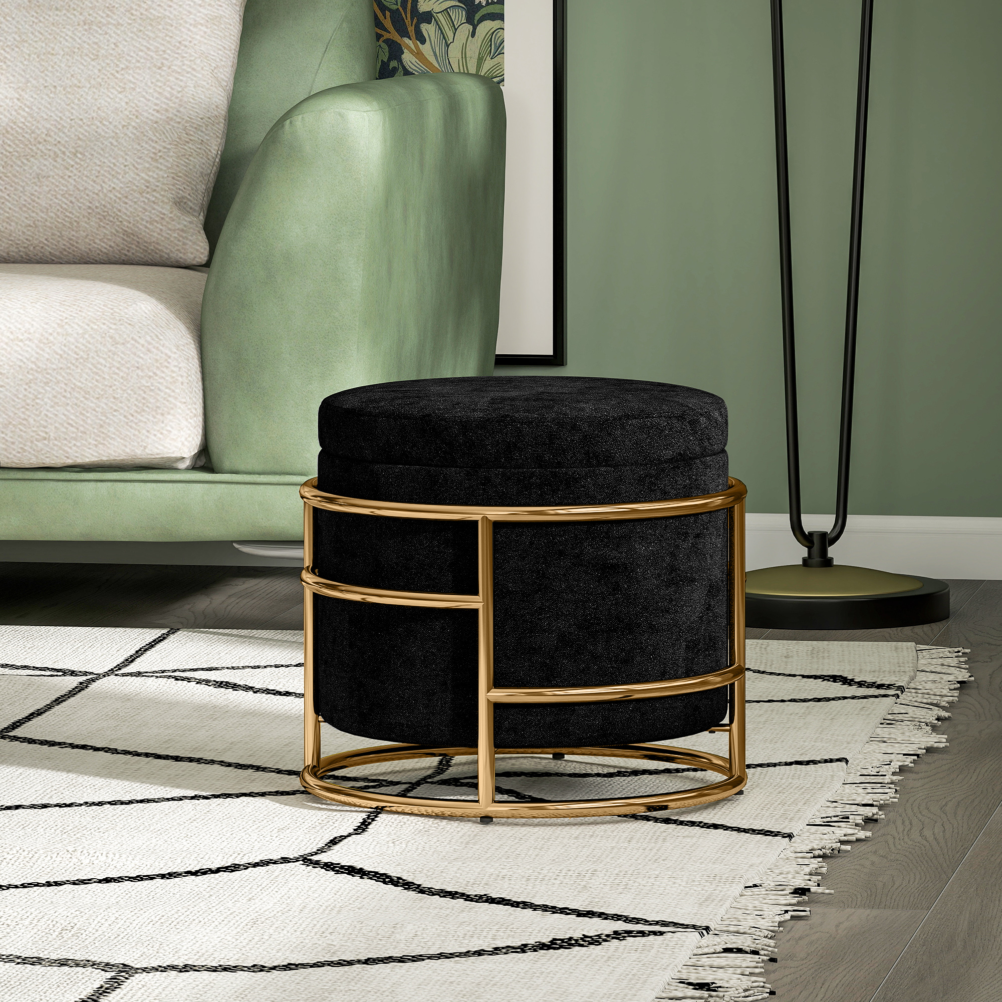 HOMCOM Sitzhocker mit Stauraum, Kleiner Hocker mit Deckel, Runder Polsterho günstig online kaufen