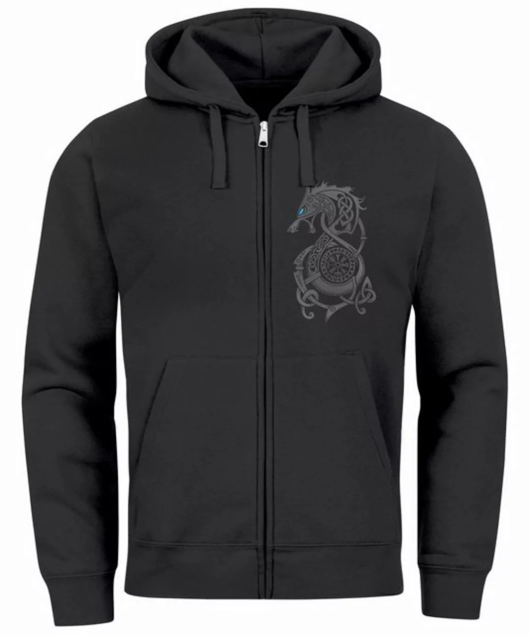 Neverless Sweatjacke Sweatjacke Herren mit Kapuze Wikinger Kompass Fenris W günstig online kaufen