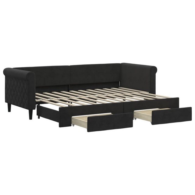 furnicato Bett Tagesbett Ausziehbar mit Schubladen Schwarz 80x200 cm Samt günstig online kaufen