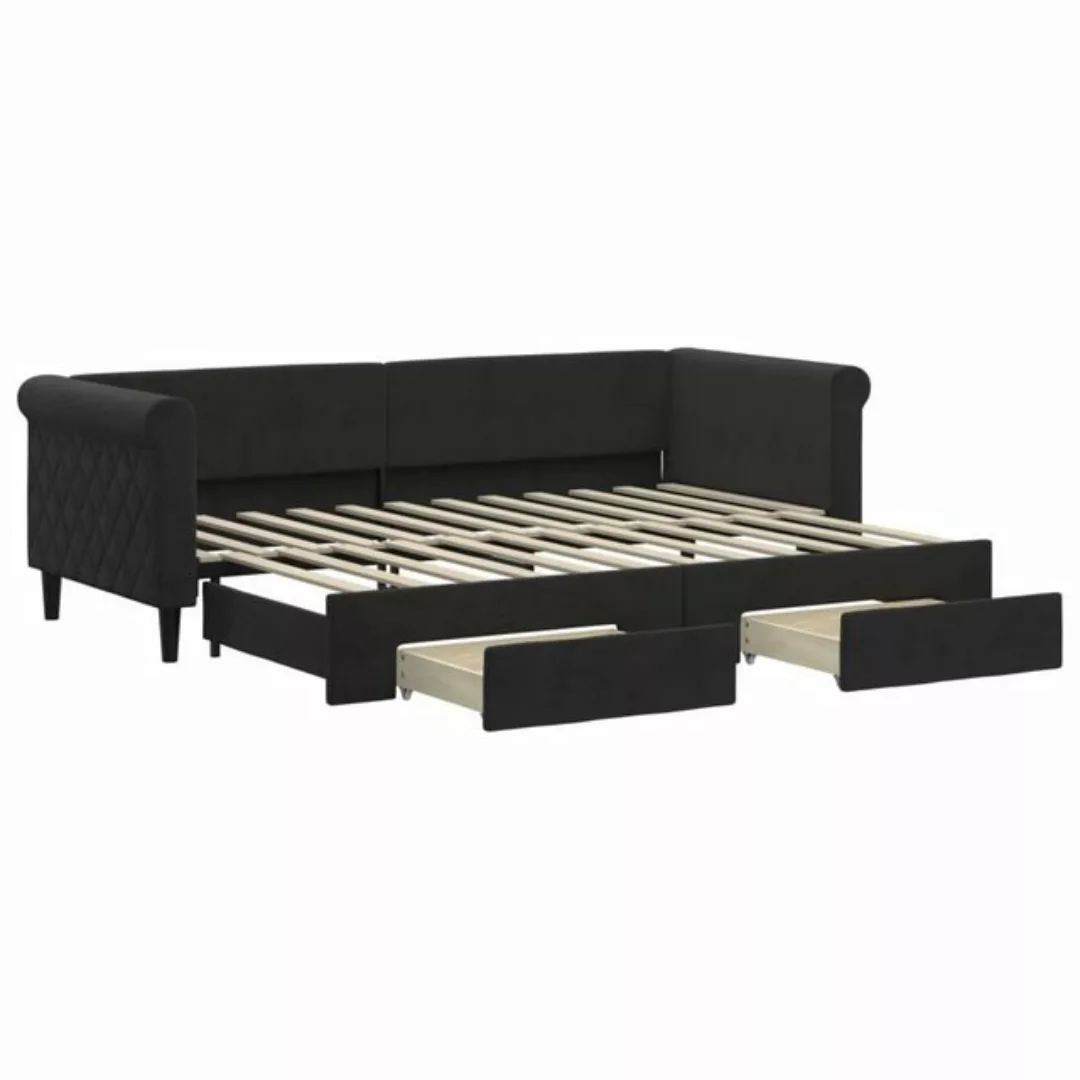 furnicato Bett Tagesbett Ausziehbar mit Schubladen Schwarz 80x200 cm Samt ( günstig online kaufen