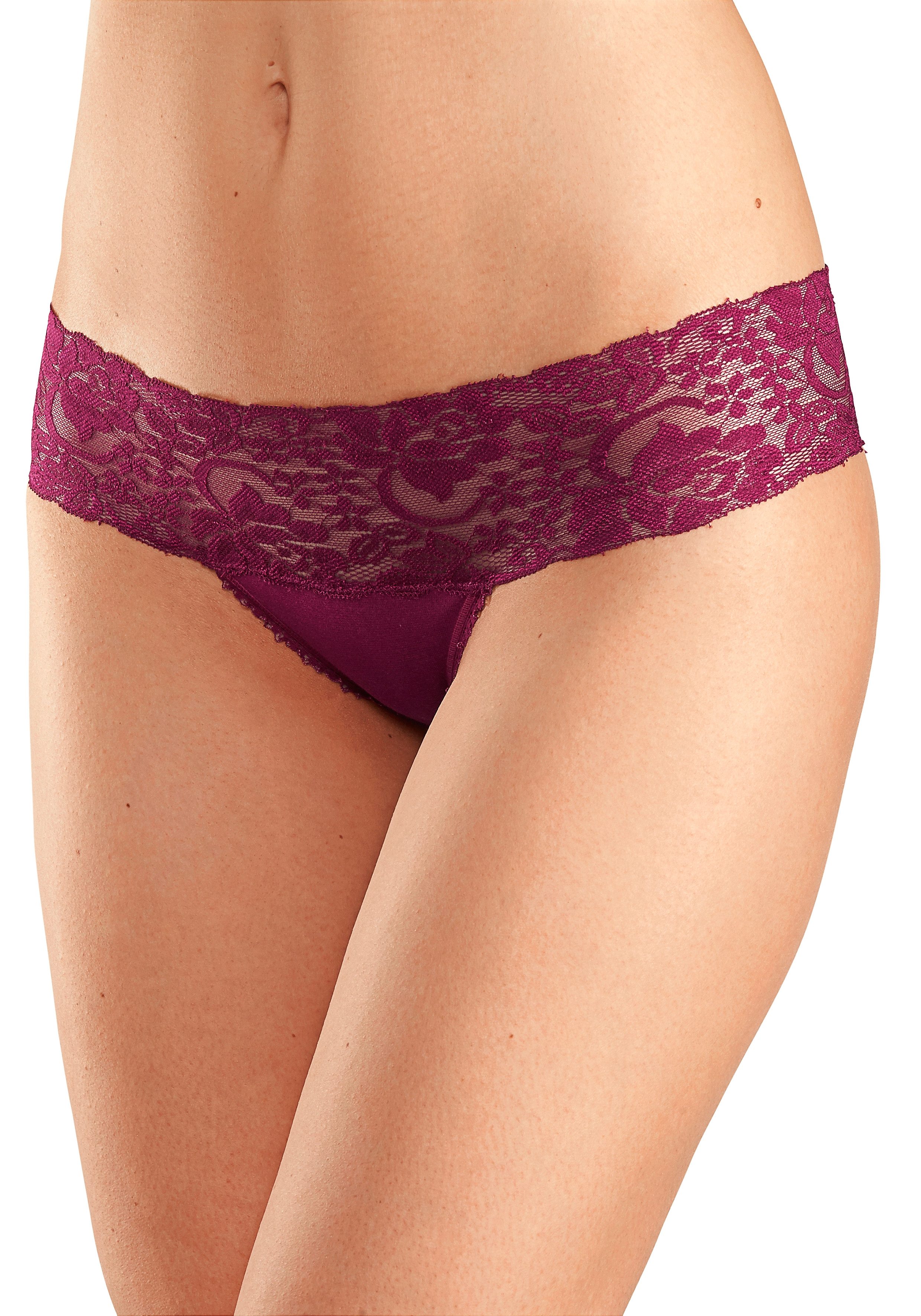 Vivance Brasilslip, (3er-Pack), aus elastischer Baumwolle mit floraler Spit günstig online kaufen