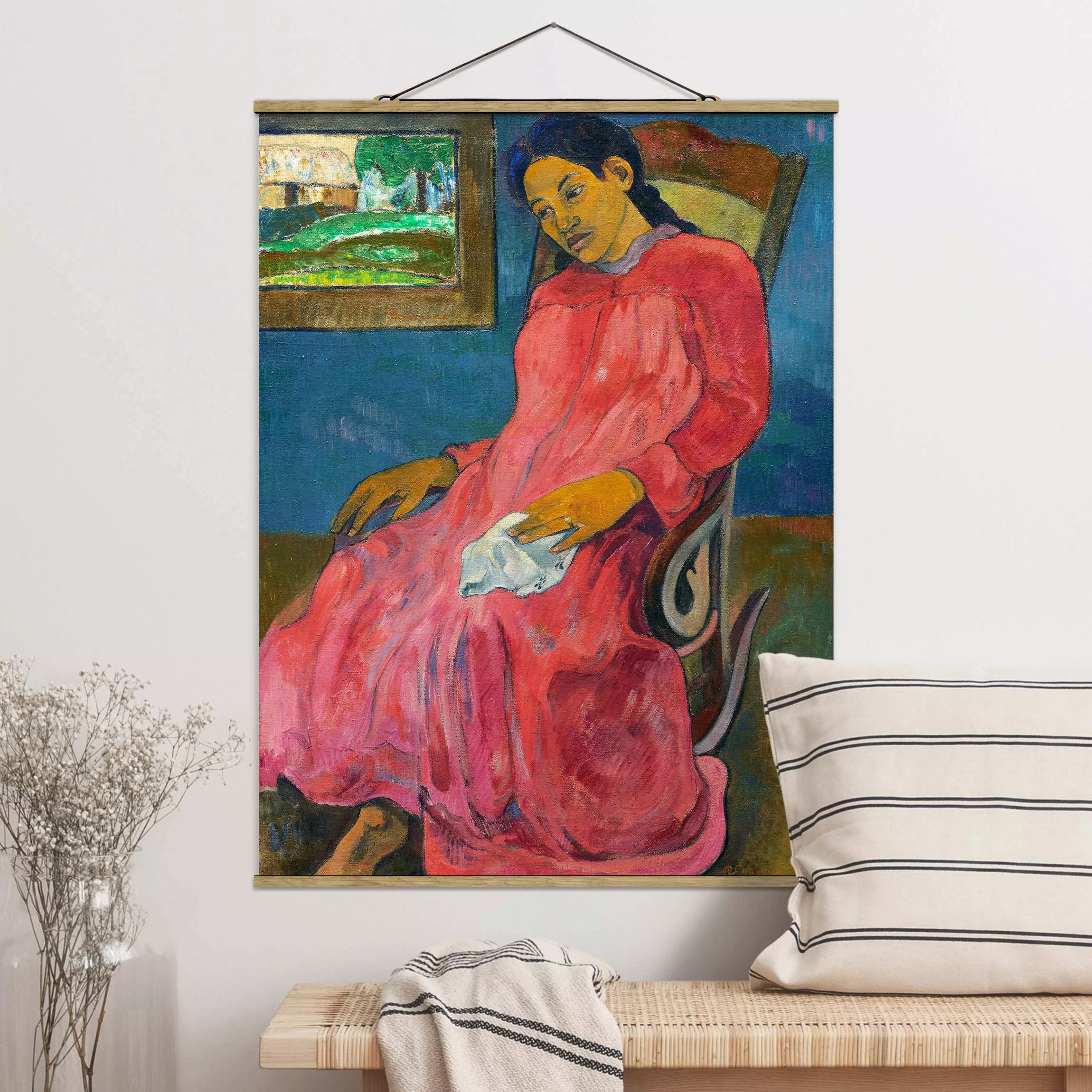 Stoffbild Kunstdruck mit Posterleisten - Hochformat Paul Gauguin - Melancho günstig online kaufen