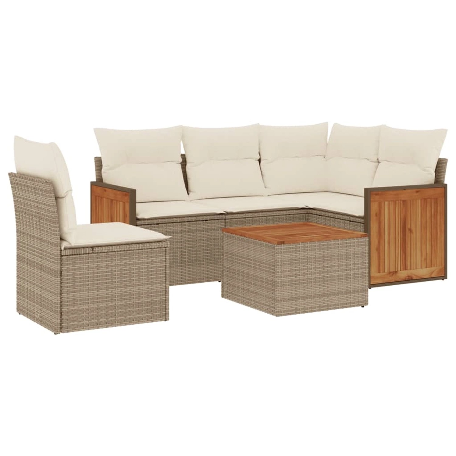 vidaXL 6-Tlg Garten-Sofagarnitur mit Kissen Beige Poly Rattan 3260063 günstig online kaufen