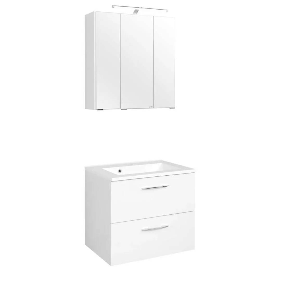 Badezimmermöbel Set in Weiß Waschtisch (zweiteilig) günstig online kaufen