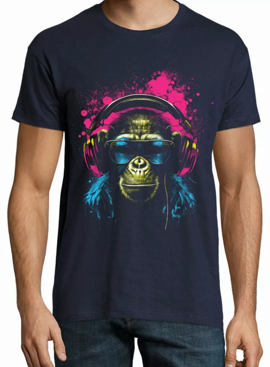 Youth Designz Print-Shirt Affe mit Headset Herren T-Shirt mit lustigen Moti günstig online kaufen