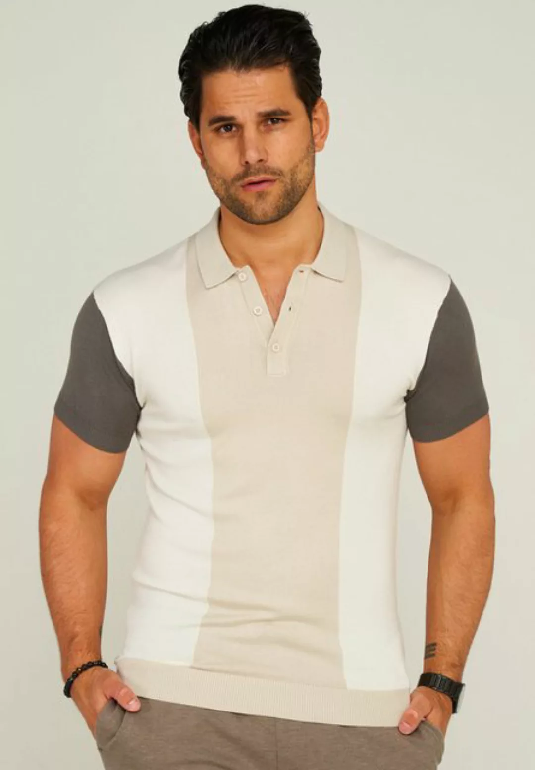 behype Poloshirt KNIT POLO mit Colour-Block-Design günstig online kaufen