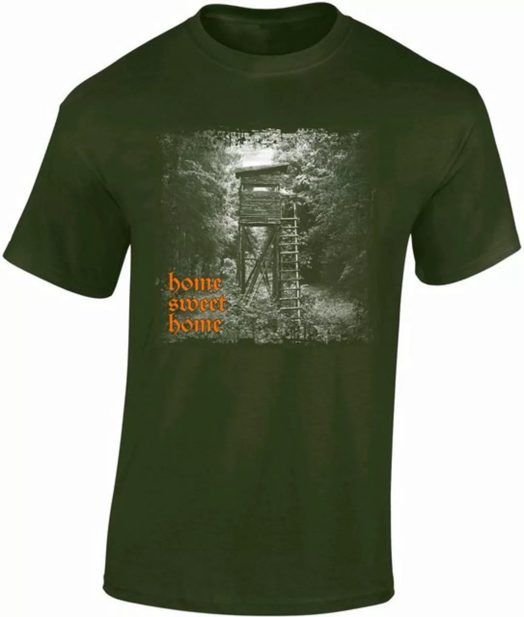 Baddery Print-Shirt Jäger T-Shirt - "Home Sweet Home" - Geschenk für Jäger, günstig online kaufen