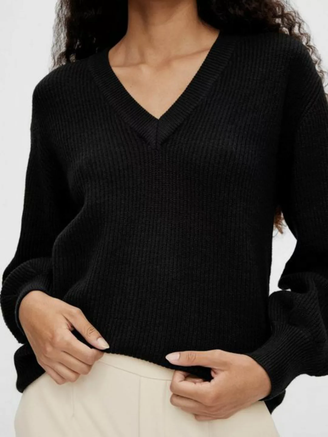 Object Malena V-ausschnitt Pullover XS Black günstig online kaufen