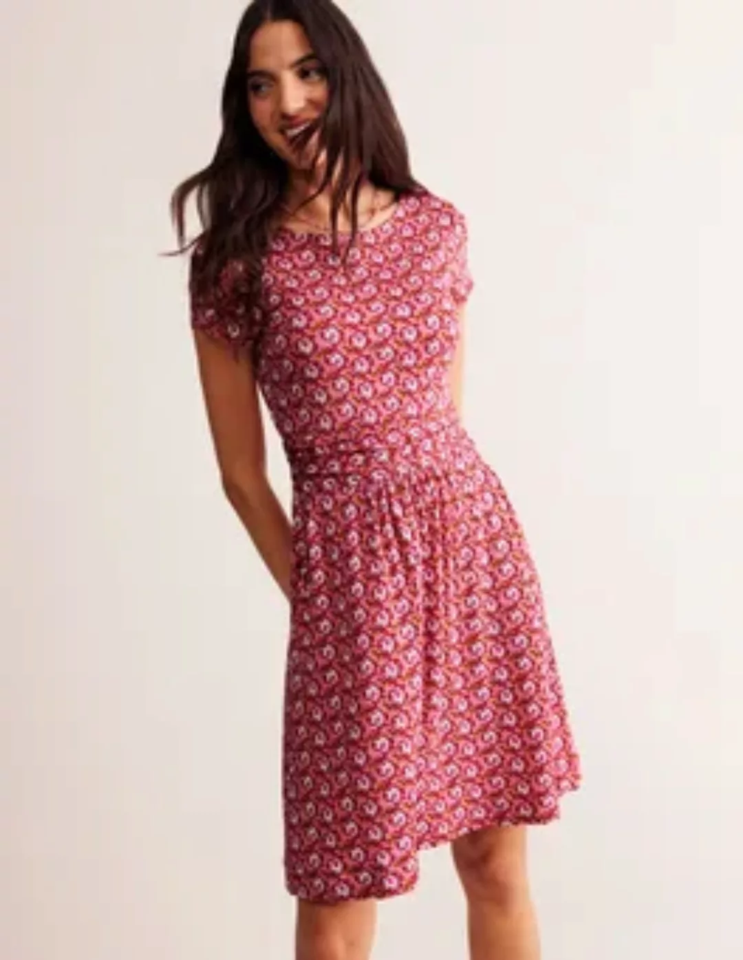 Amelie Jersey-Kleid Damen Boden, Kaschmirrose, Blätter-Terrace günstig online kaufen