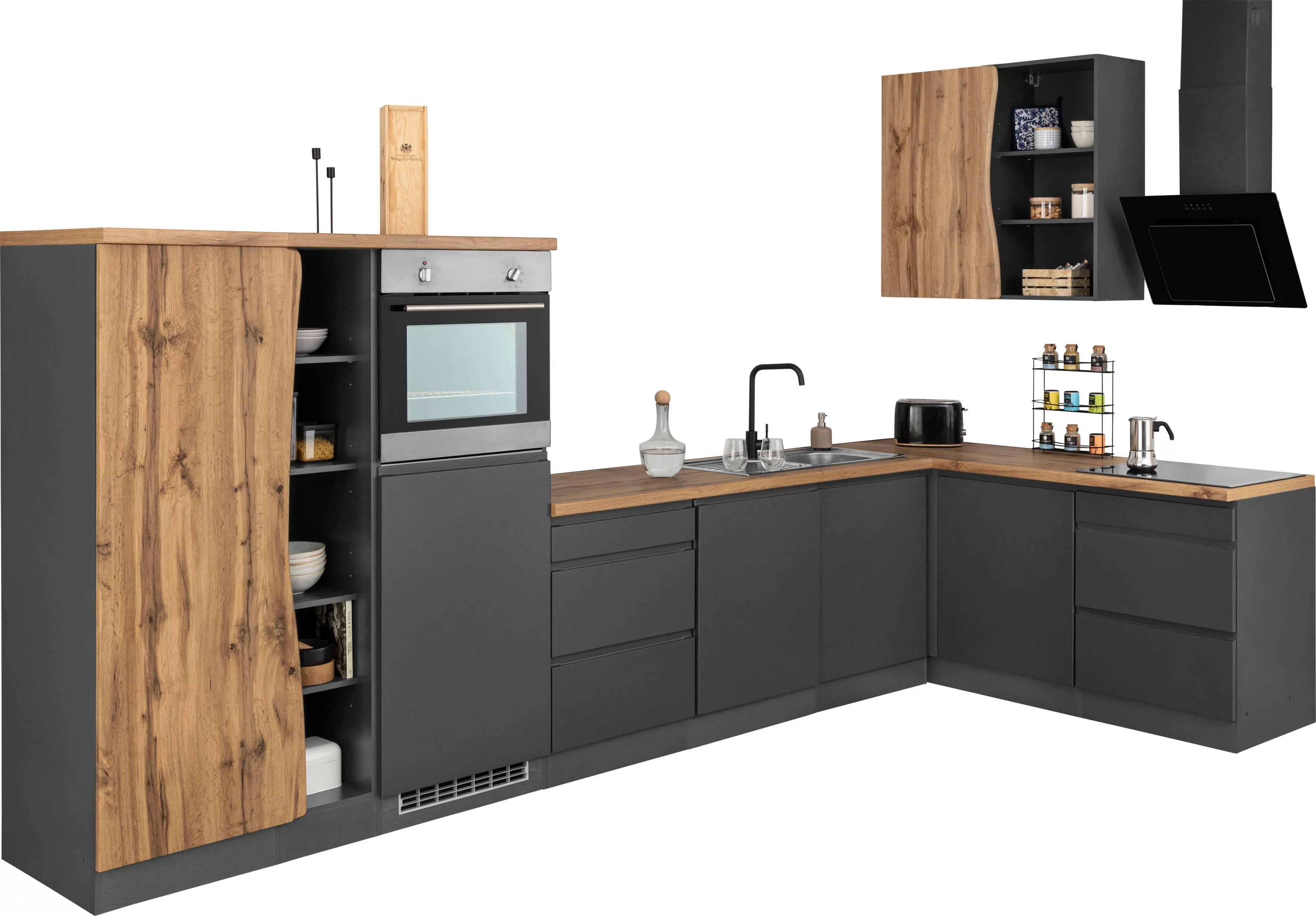 Kochstation Küche "KS-Bruneck", Stellbreite 380/180 cm breit, ohne E-Geräte günstig online kaufen