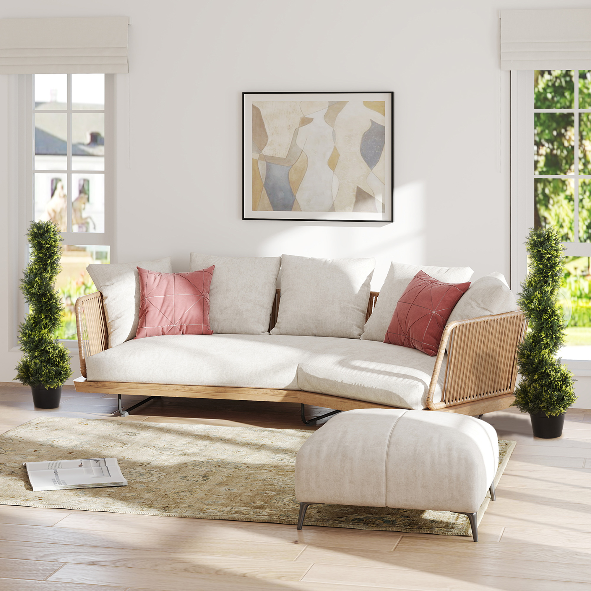 Outsunny 2er Set künstliche Zedernbaum groß 90 cm Kunstpflanze, Plastik kün günstig online kaufen