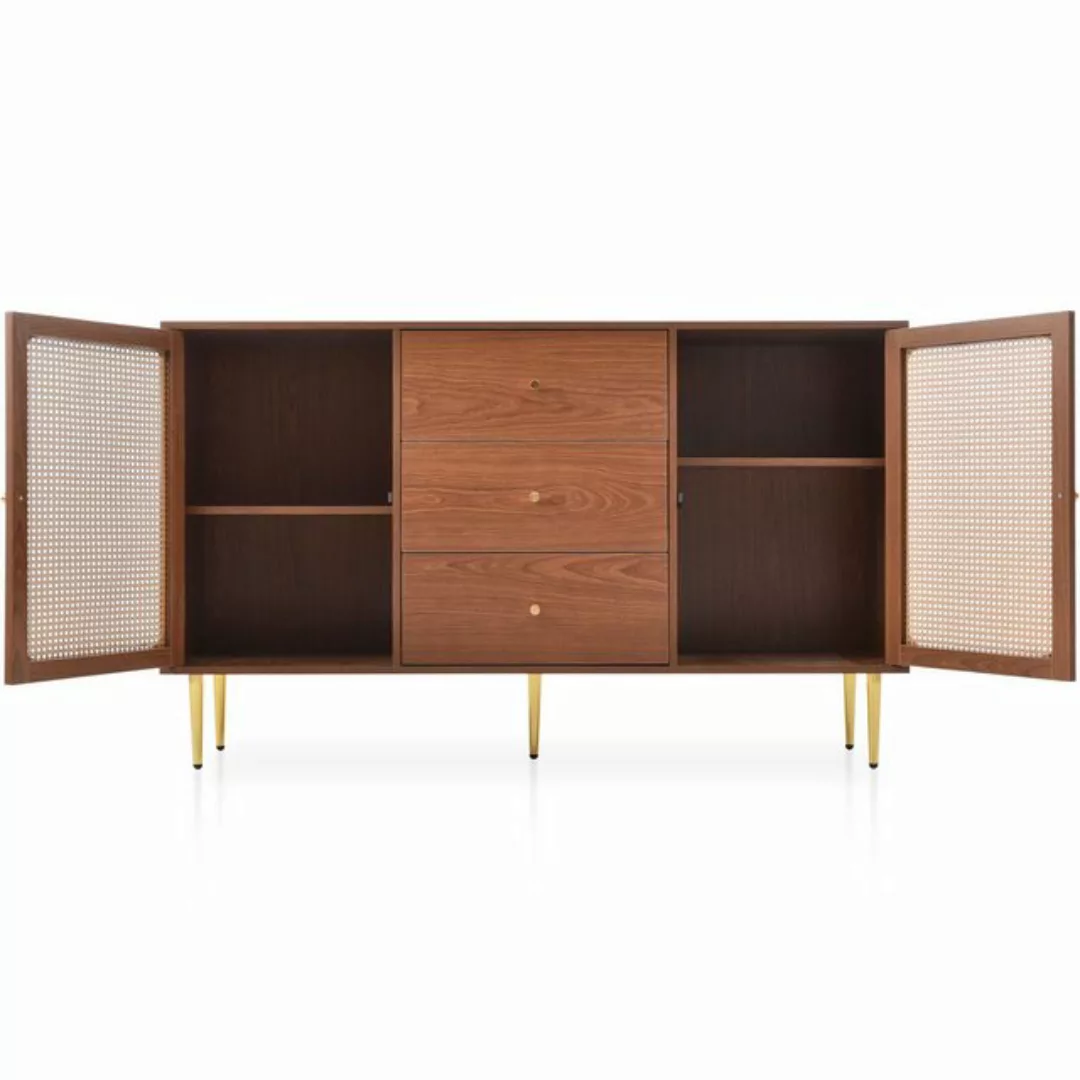 Odikalo Schuhschrank Sideboard Kommode 2 Türen 3 Schubladen Rattan Verstell günstig online kaufen