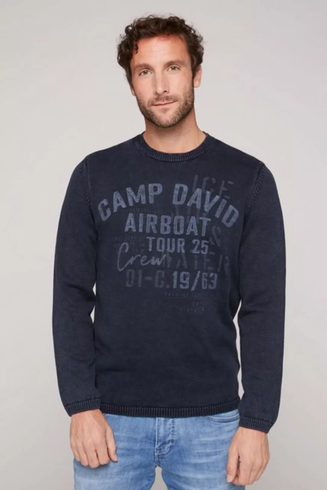 CAMP DAVID Rundhalspullover mit Logoprints günstig online kaufen