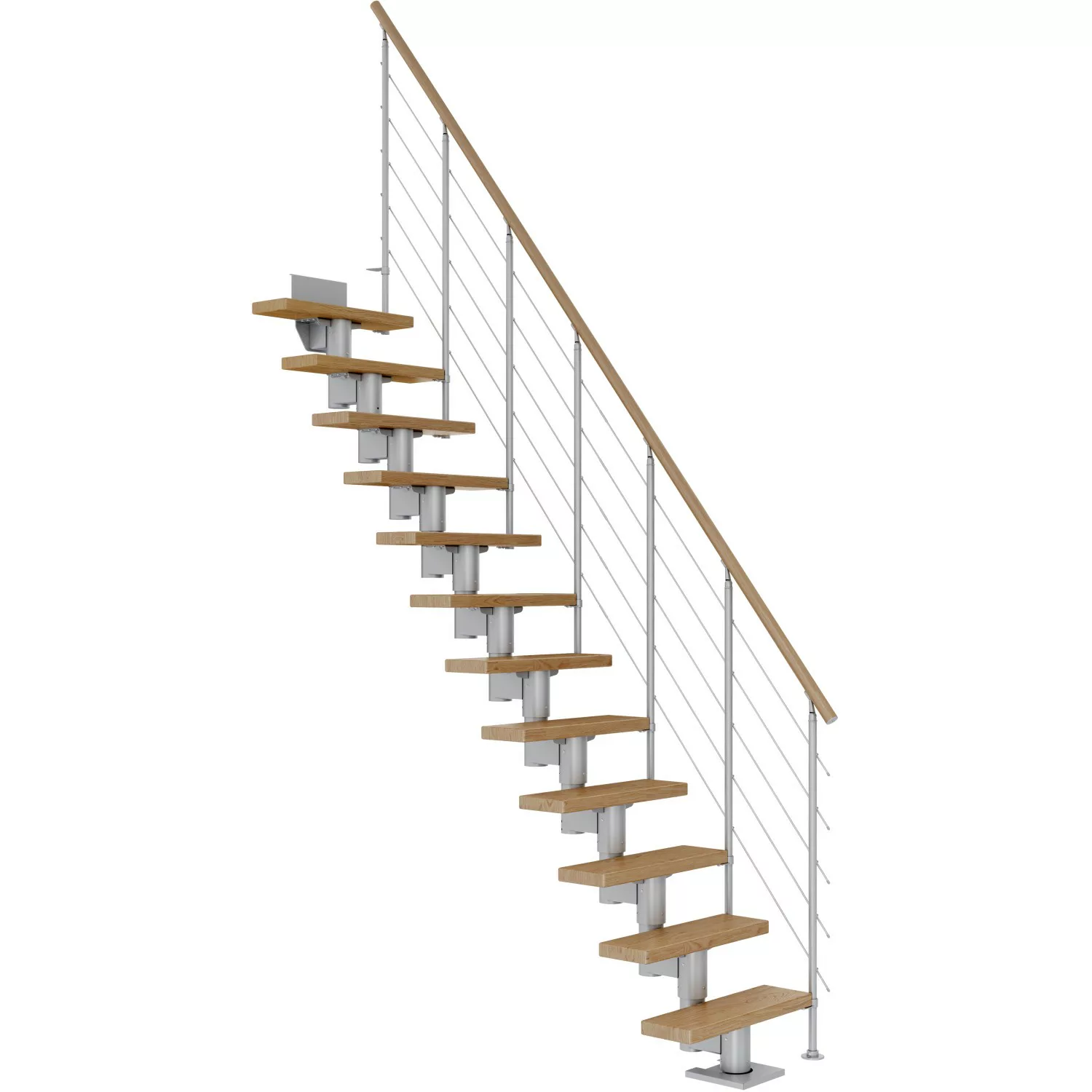 Dolle Mittelholmtreppe Dublin Eiche Perlgrau GH bis 270 cm Gerade 65 cm FSC günstig online kaufen