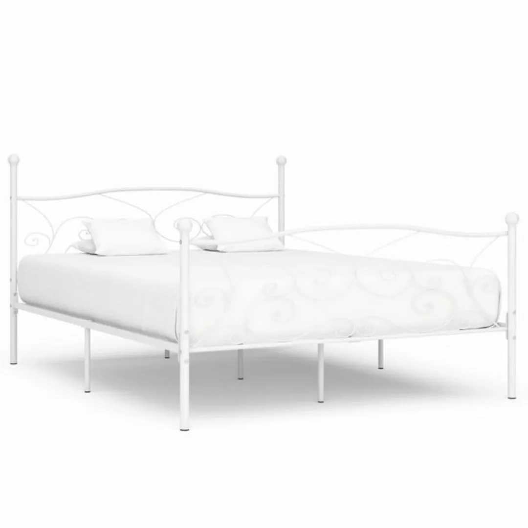 furnicato Bett Bettgestell mit Lattenrost Weiß Metall 200 × 200 cm günstig online kaufen