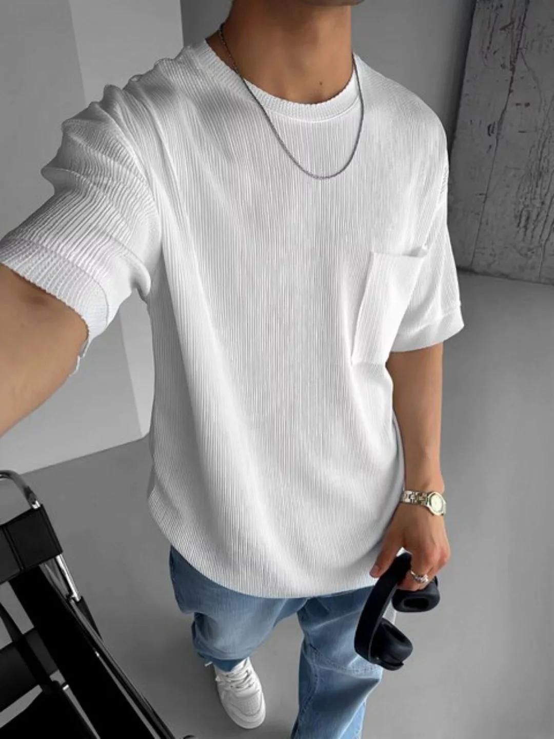 Abluka T-Shirt OVERSIZE LONG KNIT STRUCTURE T-SHIRT günstig online kaufen