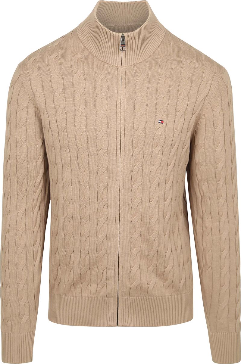 Tommy Hilfiger Strickjacke Zip Cable Beige - Größe XL günstig online kaufen