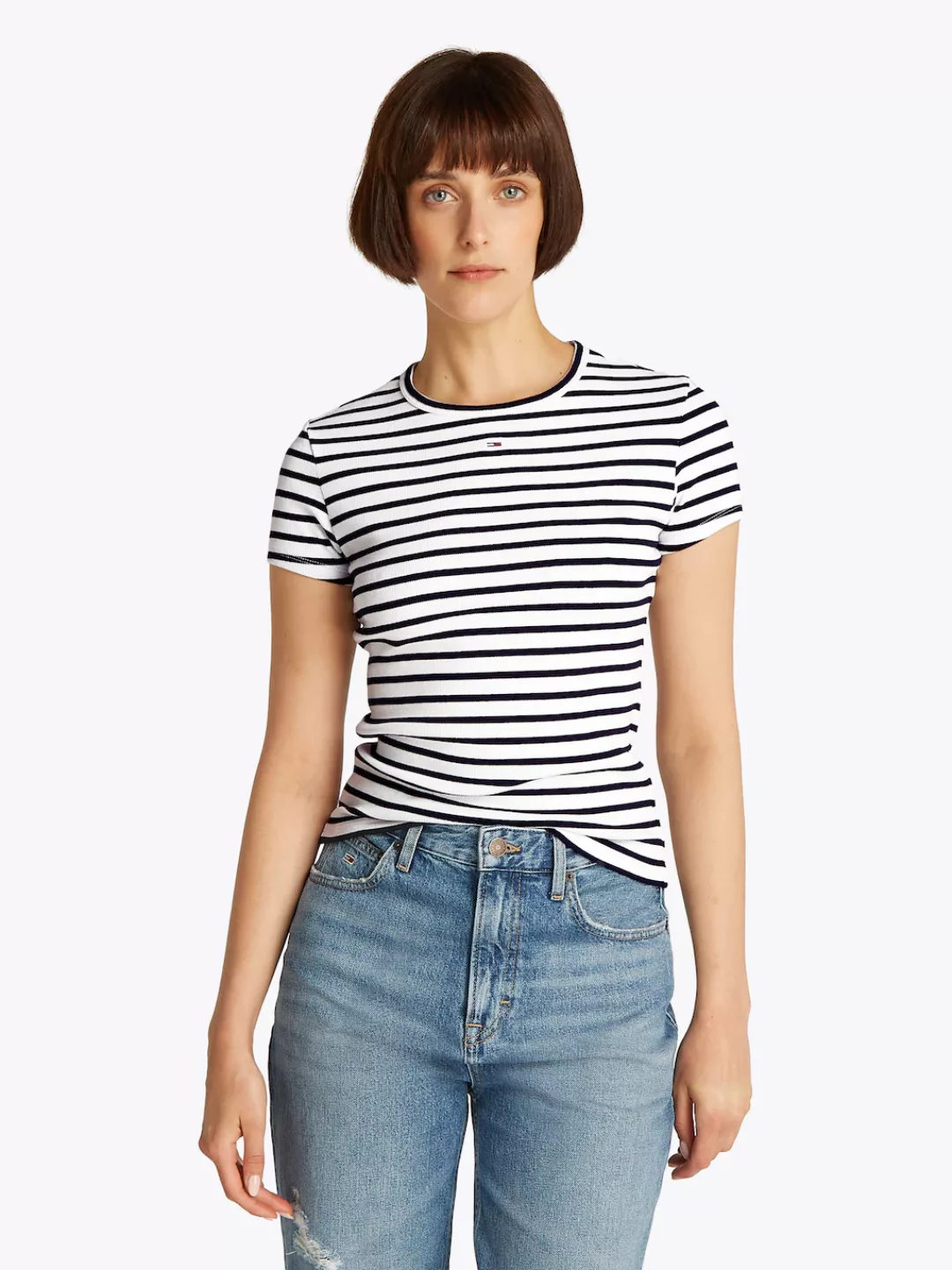 Tommy Jeans T-Shirt "TJW SLIM ESSENTIAL RIB SS", mit gerippter Struktur günstig online kaufen