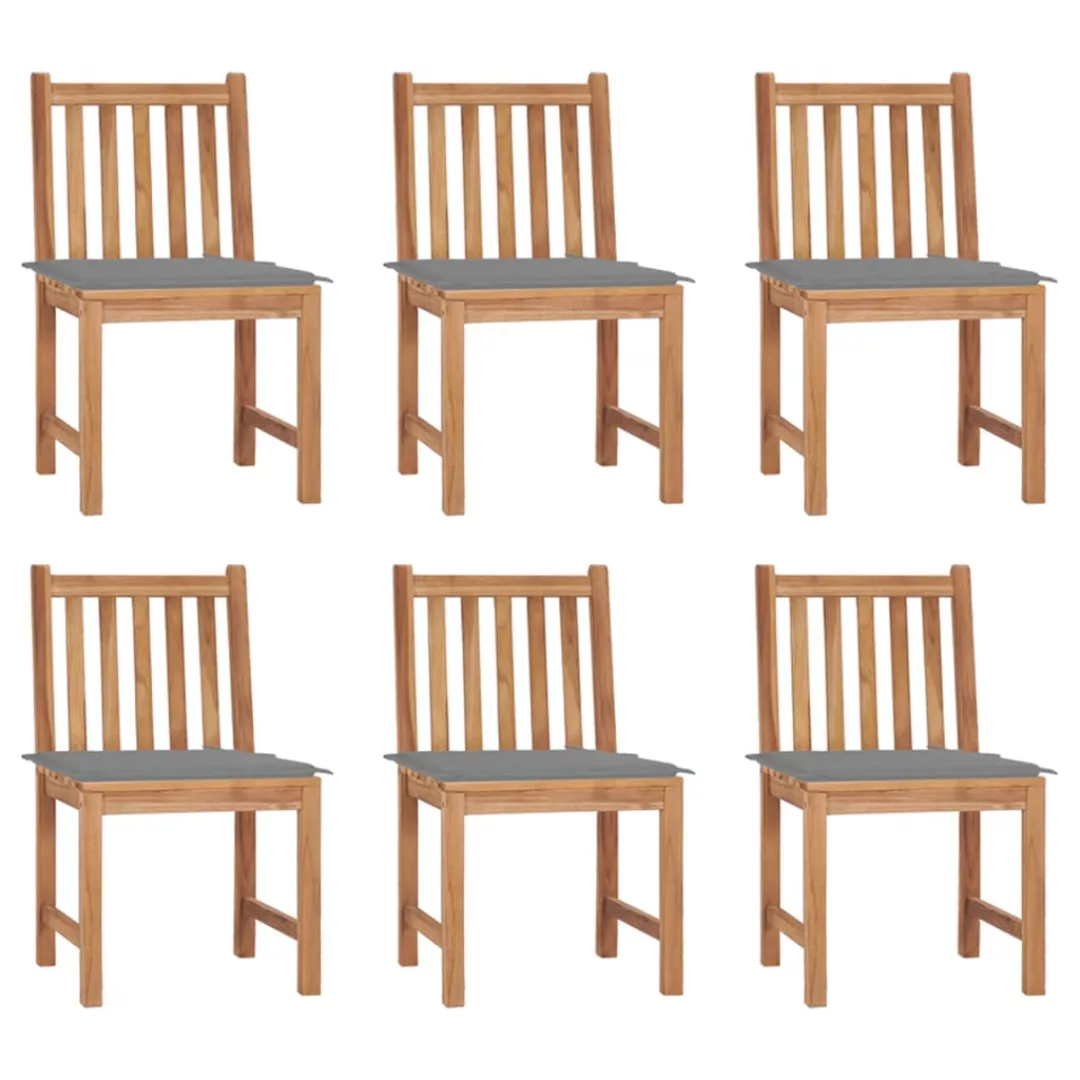 Gartenstühle 6 Stk. Mit Kissen Massivholz Teak günstig online kaufen