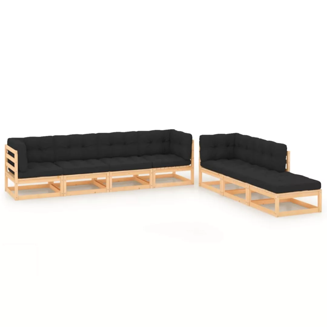 7-tlg. Garten-lounge-set Mit Kissen Massivholz Kiefer günstig online kaufen